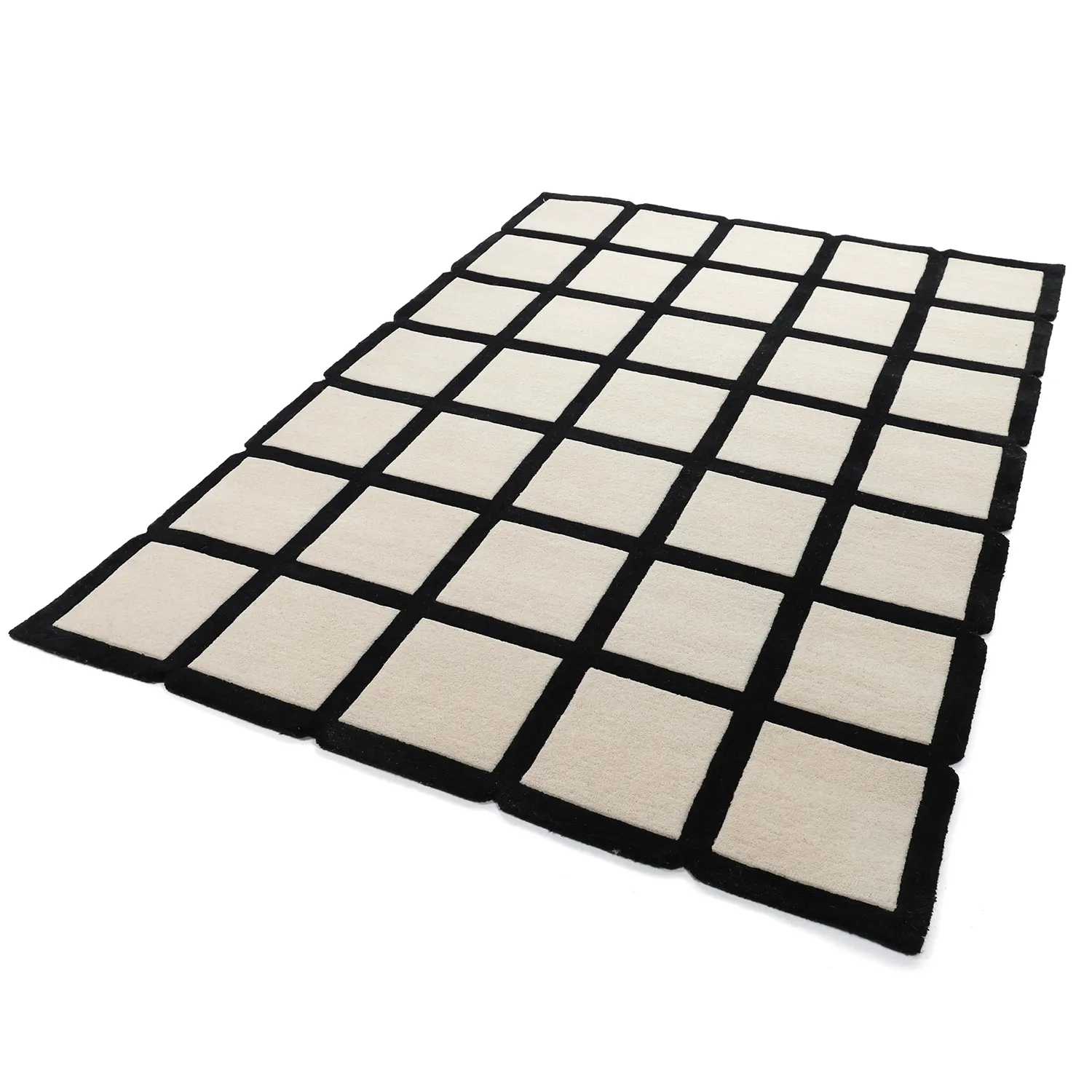 Vlnený koberec - Syl Hand Tufted Wool Premium (čierna/biela)