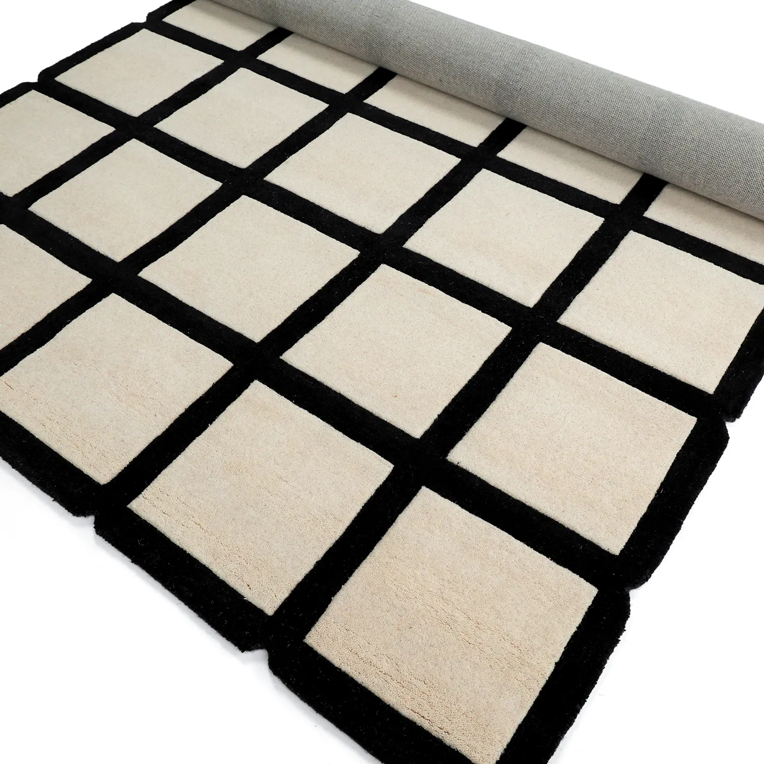 Vlnený koberec - Syl Hand Tufted Wool Premium (čierna/biela)