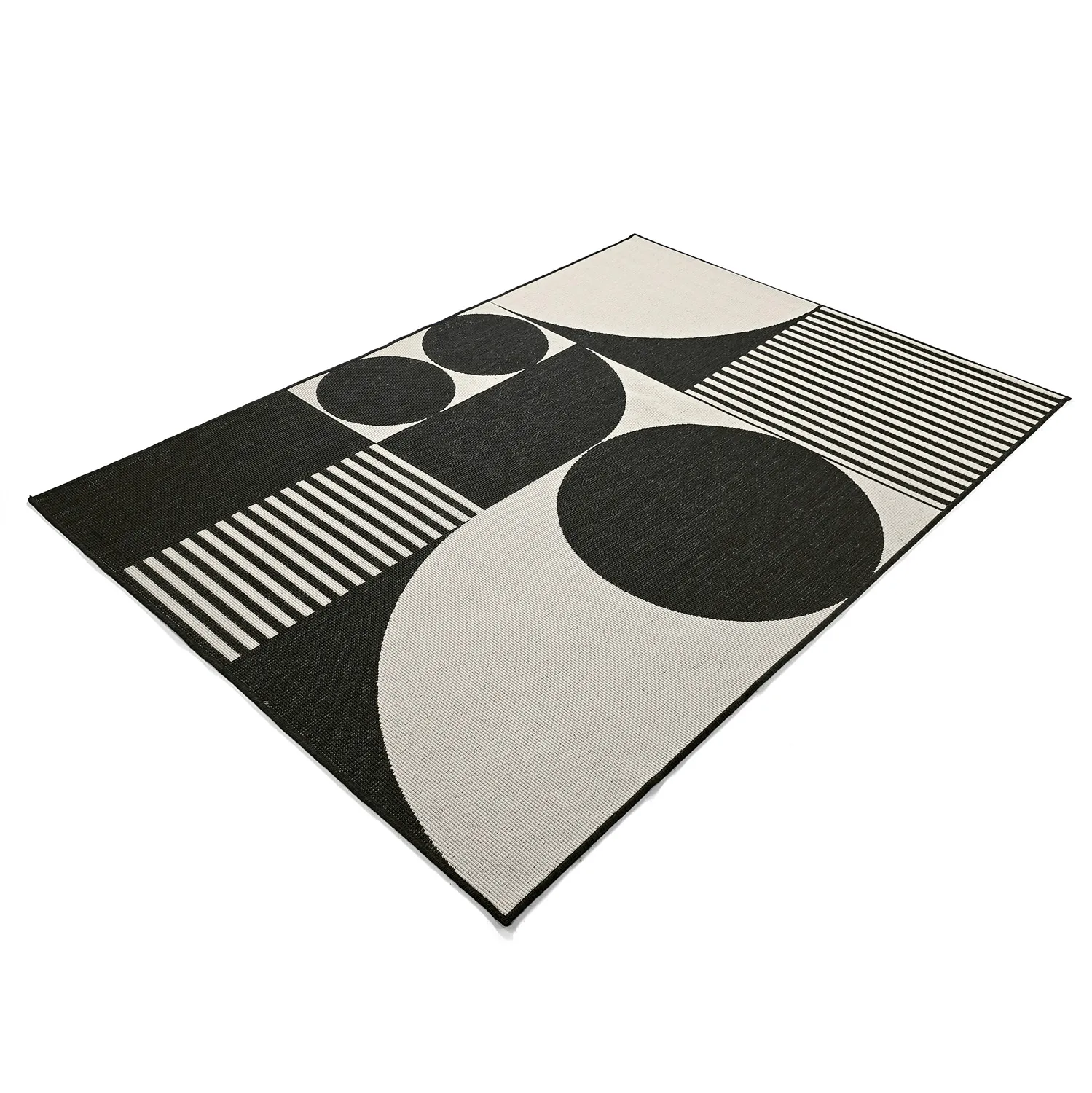 Koberec do interiéru a exteriéru - Aurora (čierna/biela)