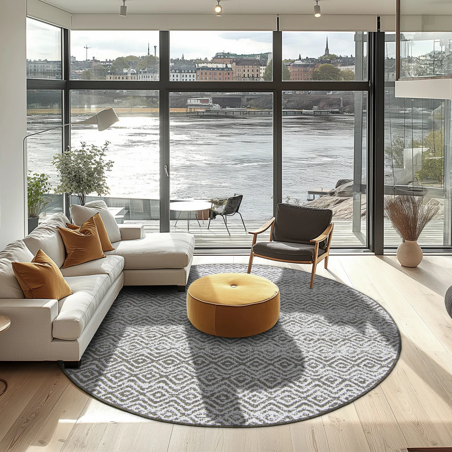 Kruhový koberec - Harstad (hnedý)