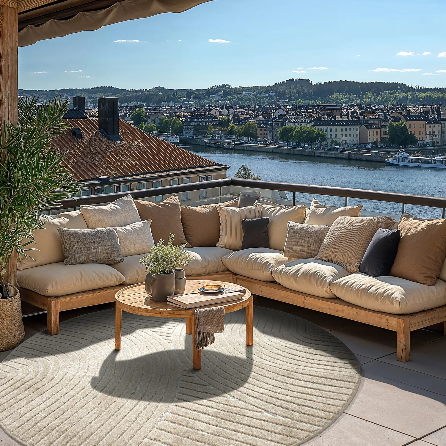 Kruhový koberec - Indoor/Outdoor Devon (béžový)