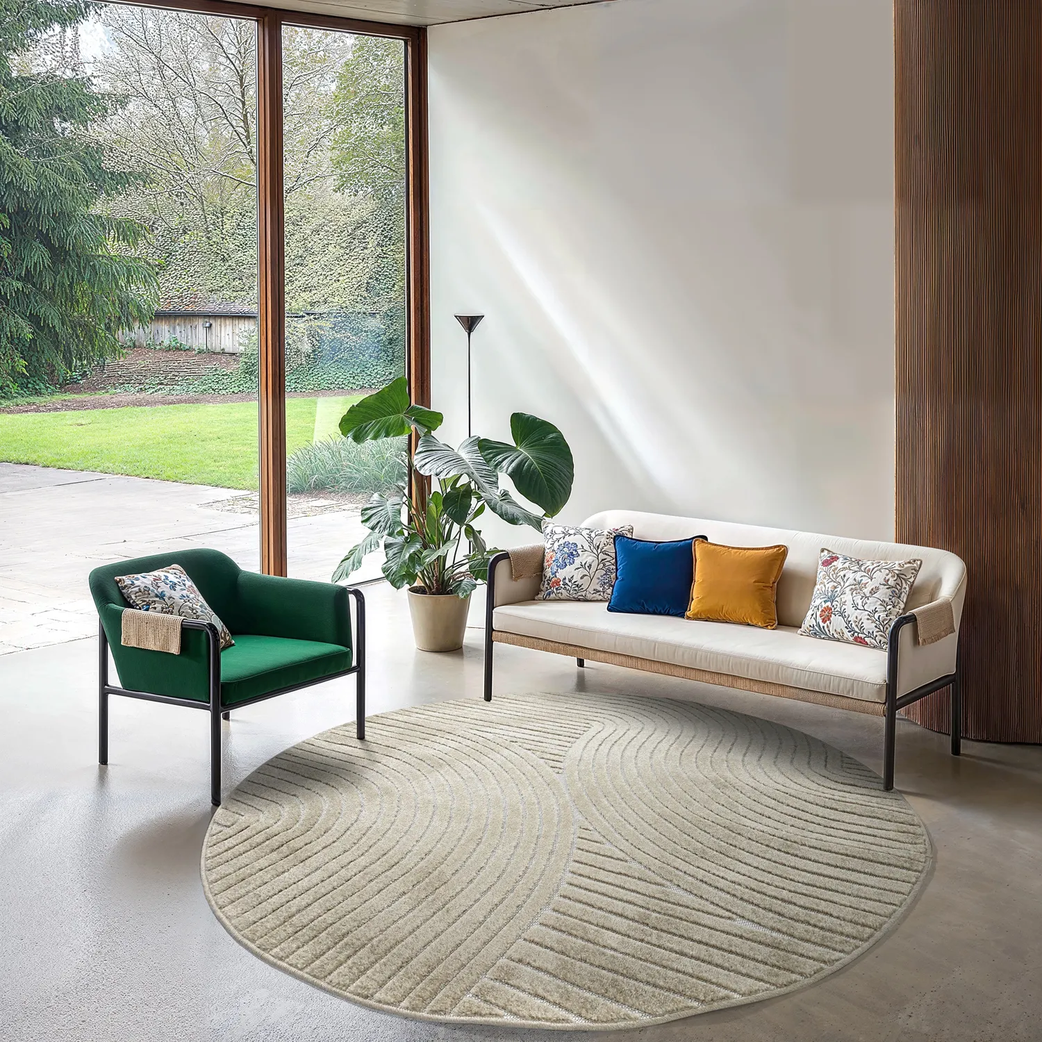 Kruhový koberec - Indoor/Outdoor Devon (béžový)