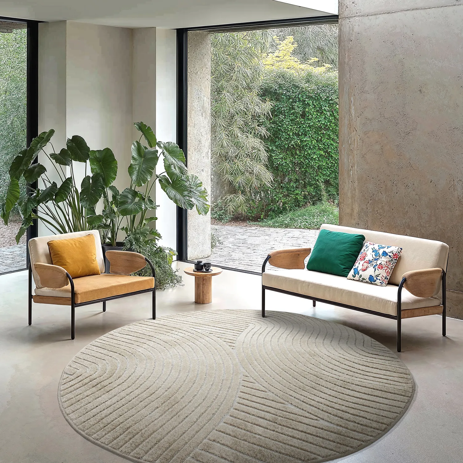 Kruhový koberec - Indoor/Outdoor Devon (béžový)