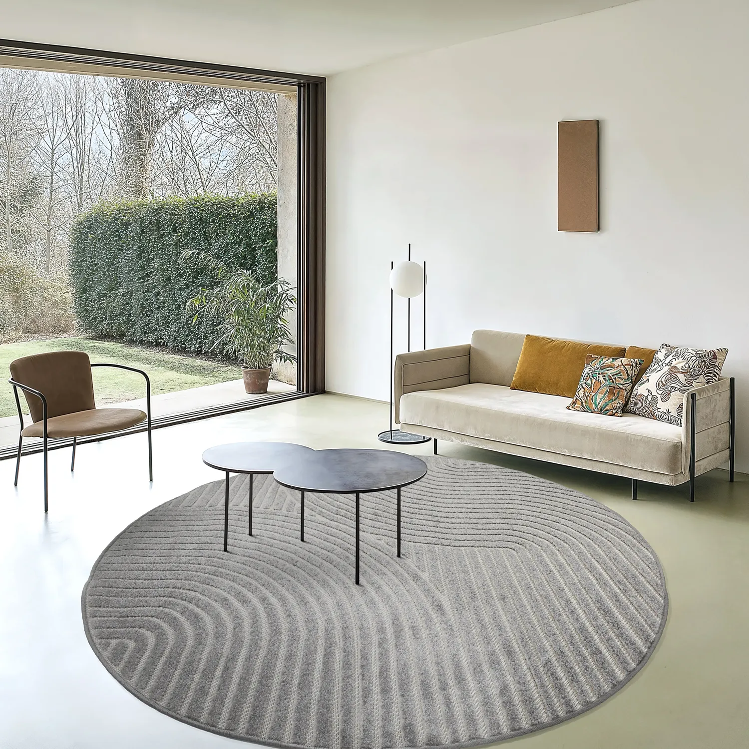 Kruhový koberec - Indoor/Outdoor Devon (šedá)