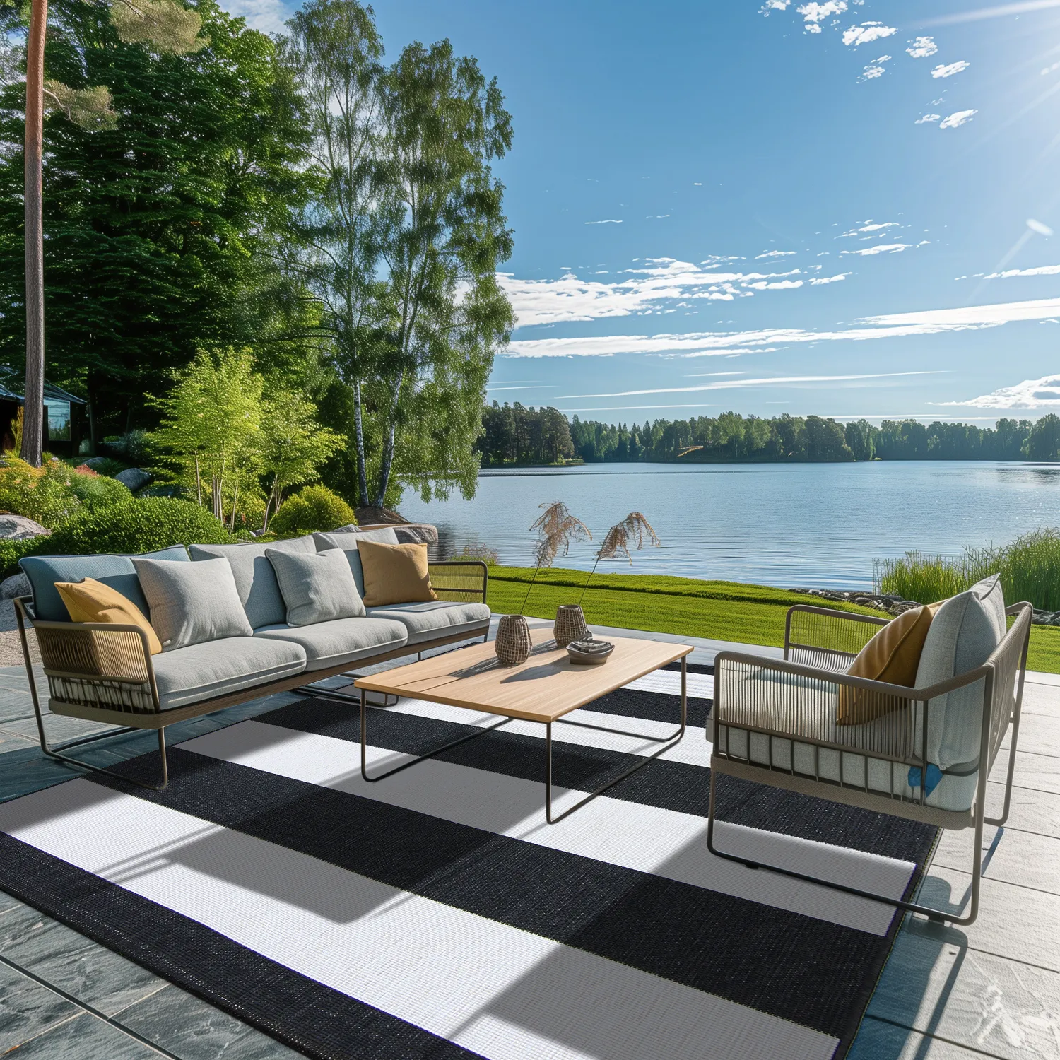 Koberec na vnútorné a vonkajšie použitie - Santana (čierny)