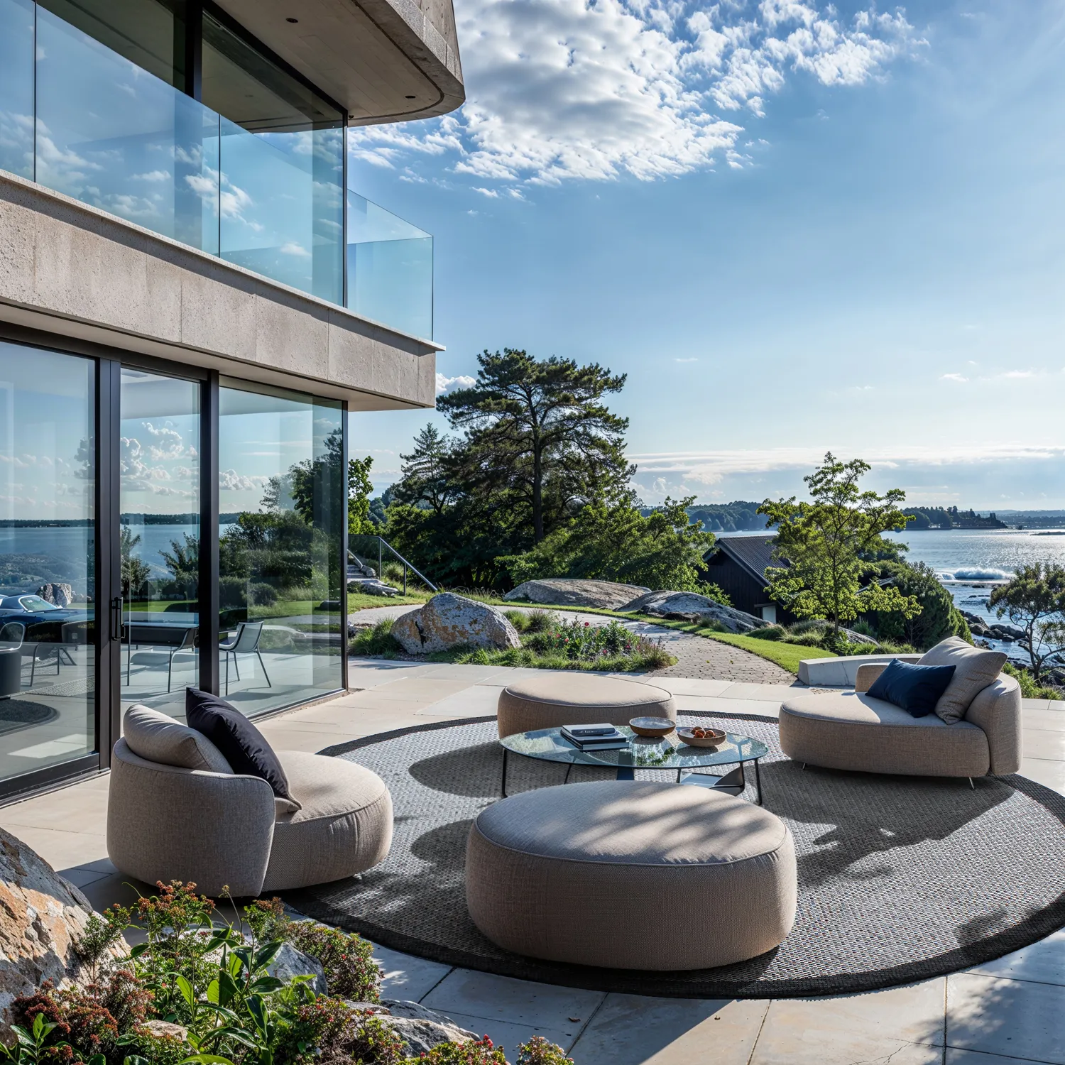 Kruhový koberec - Sortelha (čierny)