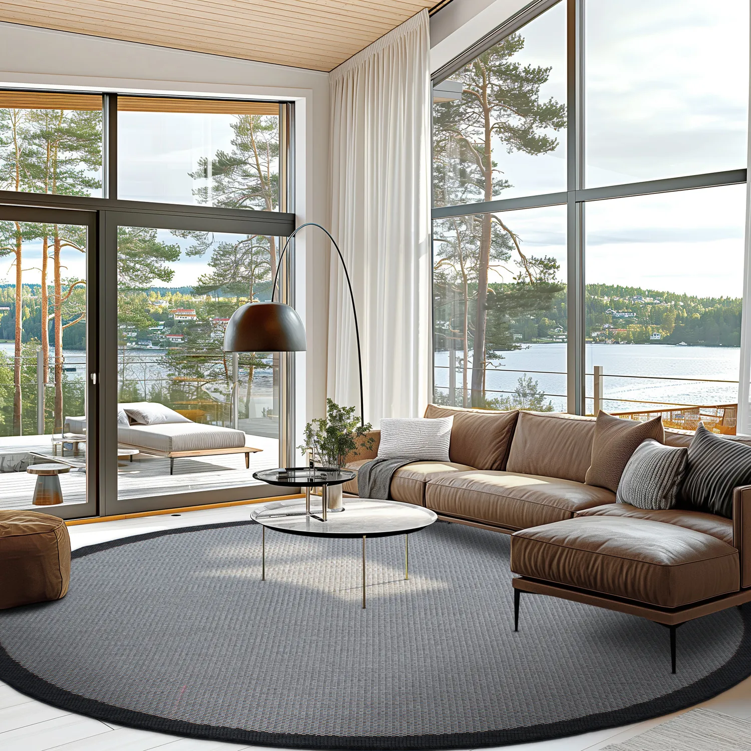 Kruhový koberec - Sortelha (čierny)