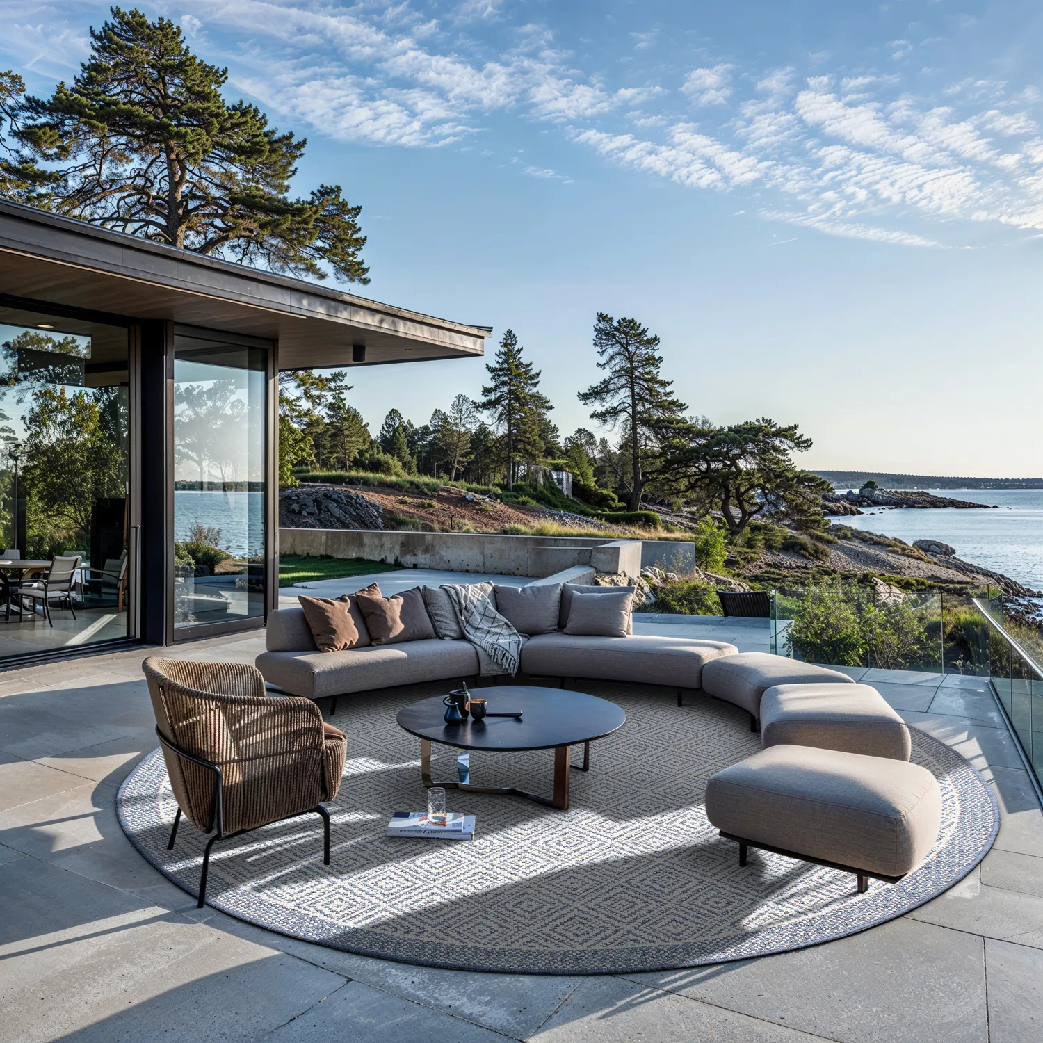 Kruhový koberec - Monsaraz (modrý)