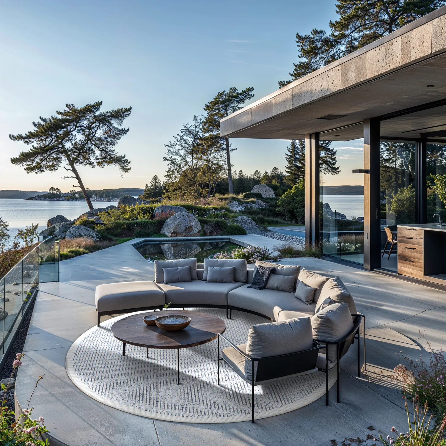 Kruhový koberec - Tromsø (modrý)