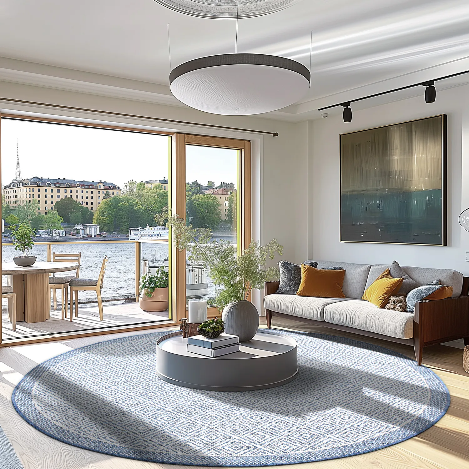 Kruhový koberec - Monsaraz (modrý)