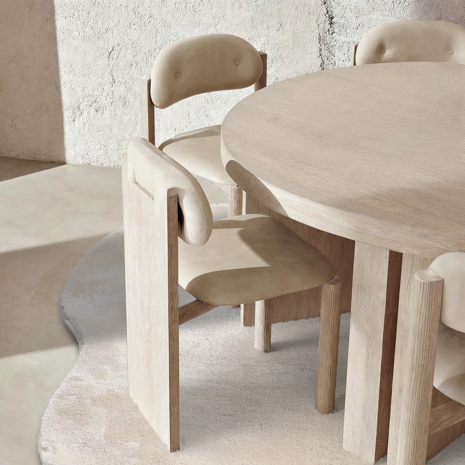 Vågig Rund Matta - Aranga Super Soft Fur (beige)