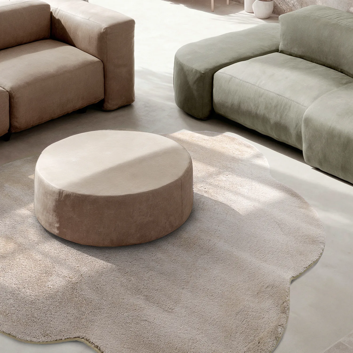 Vågig Rund Matta - Aranga Super Soft Fur (brun)