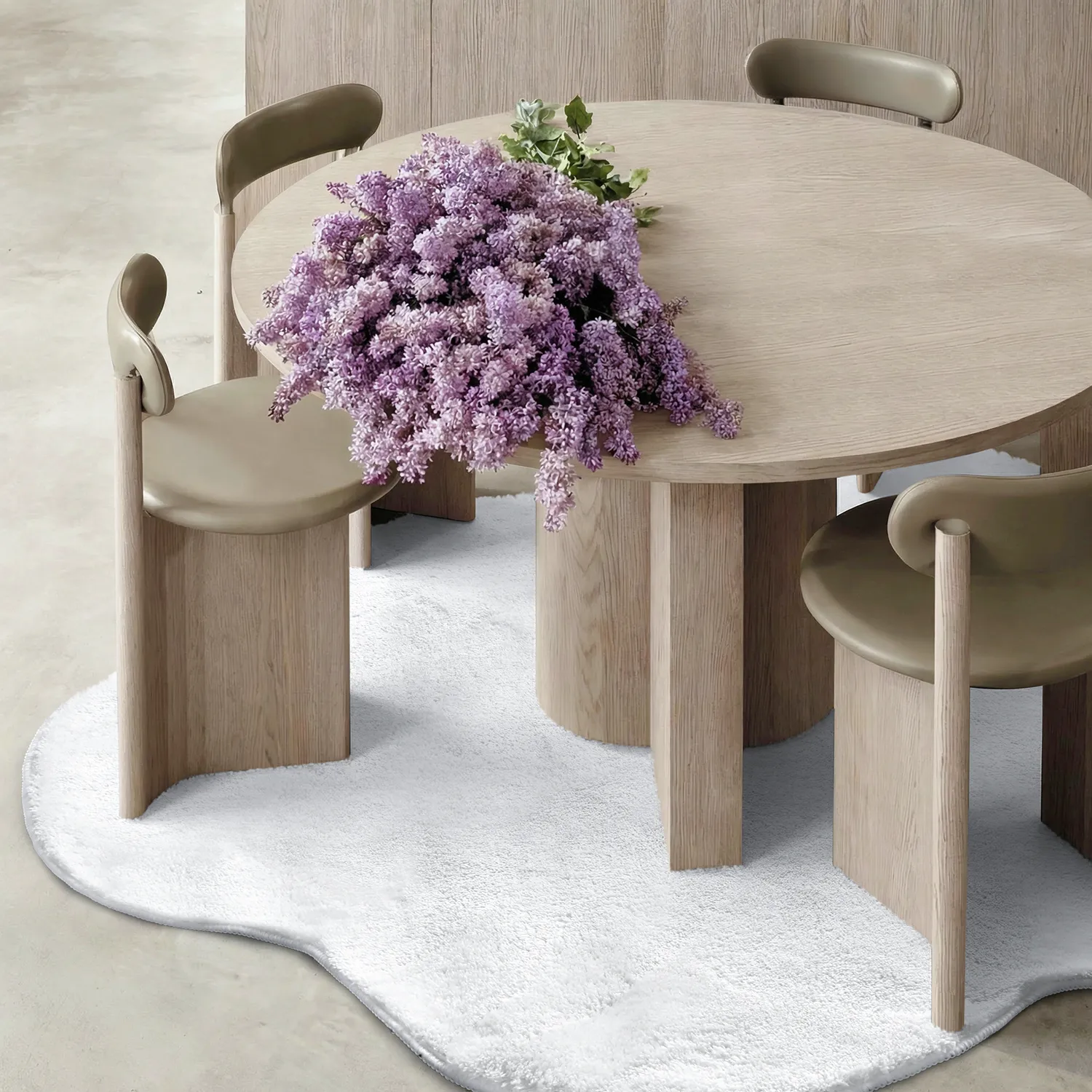 Vågig Rund Matta - Aranga Super Soft Fur (vit)