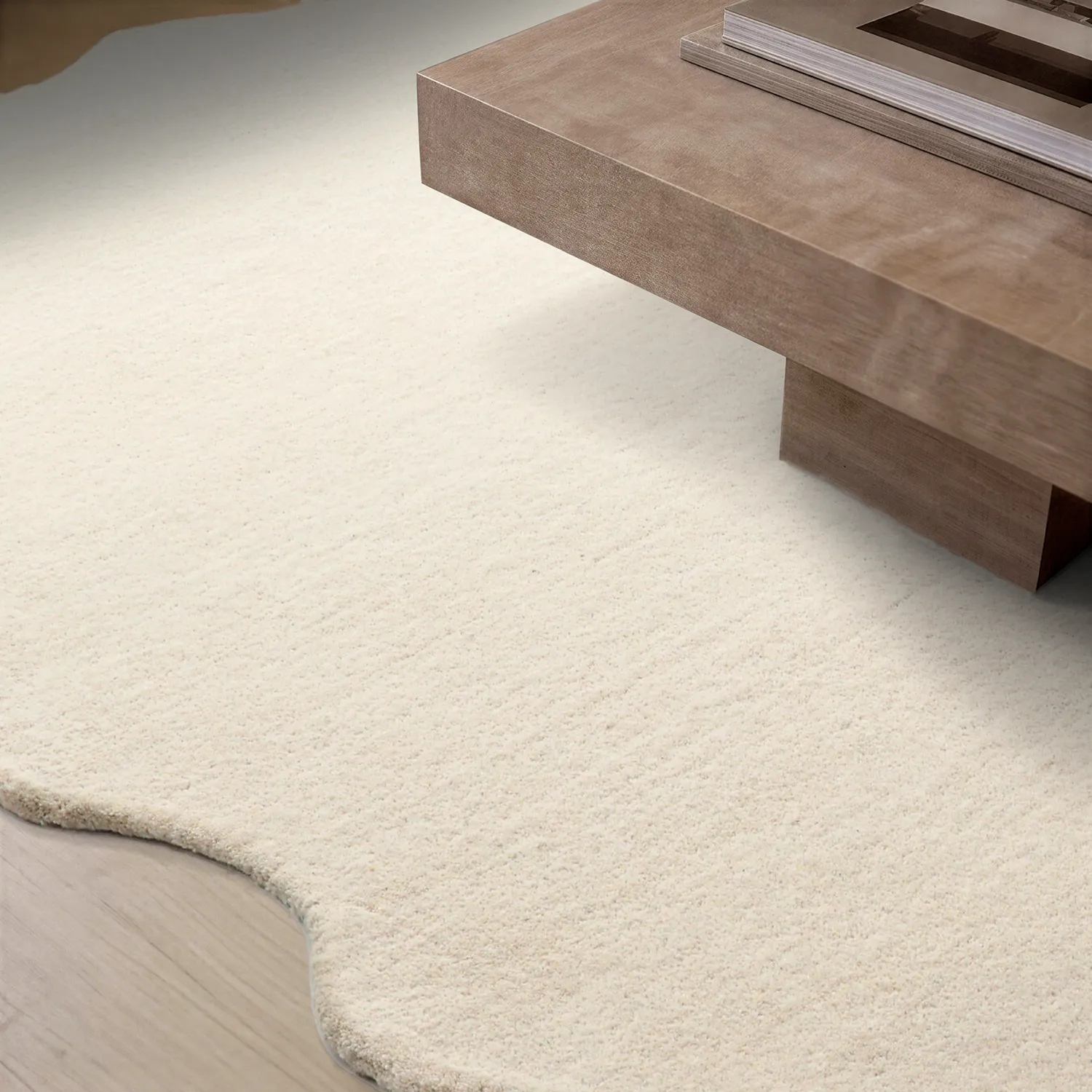 Vlnitý vlnený koberec - Diu Hand Tufted Wool Premium (krém)