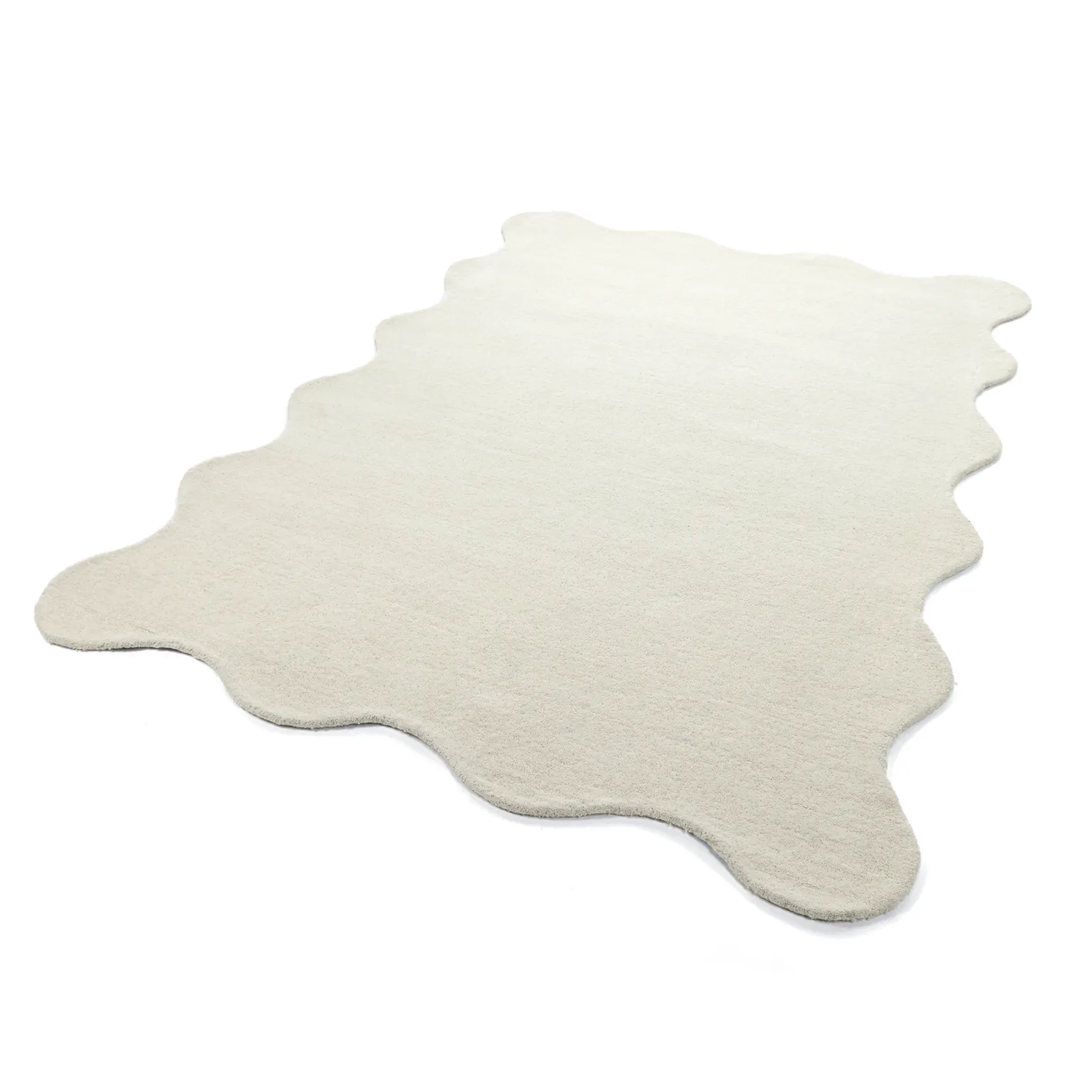 Vlnitý vlnený koberec - Diu Hand Tufted Wool Premium (biely)