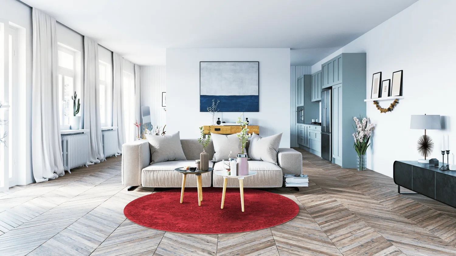 Kruhový koberec - Valenza (červený)