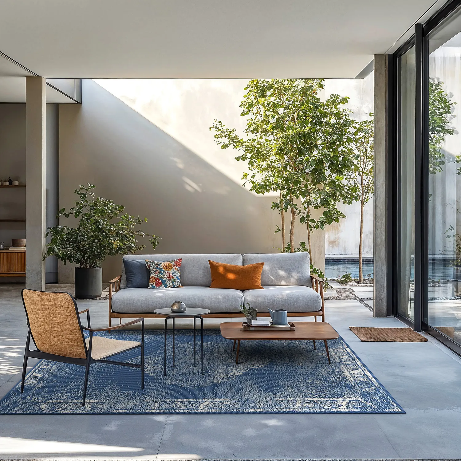 Koberec do interiéru a exteriéru - Brussels Weave (modrá)