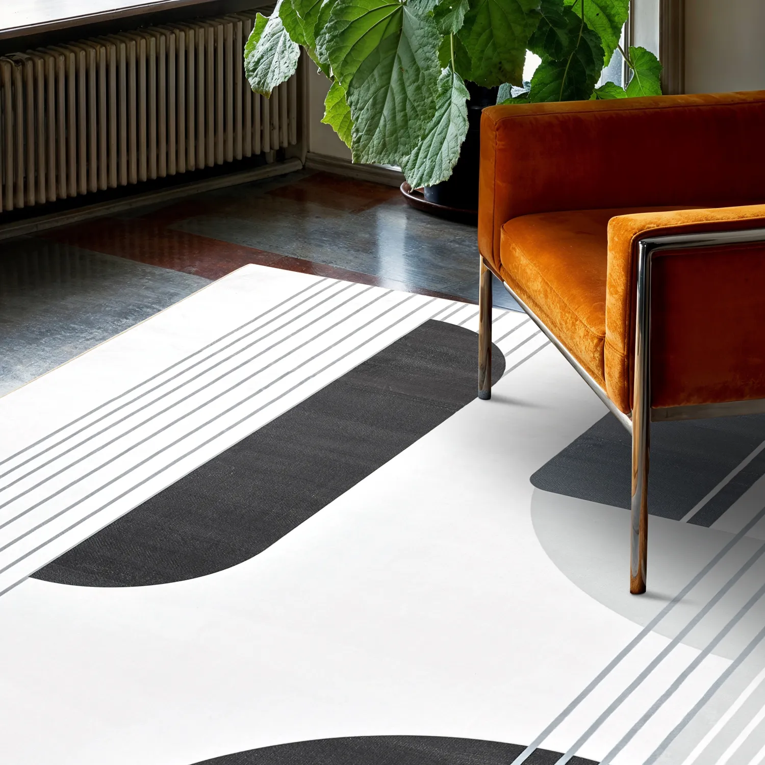 Koberec Wilton - Delft (biely/sivý/čierny)