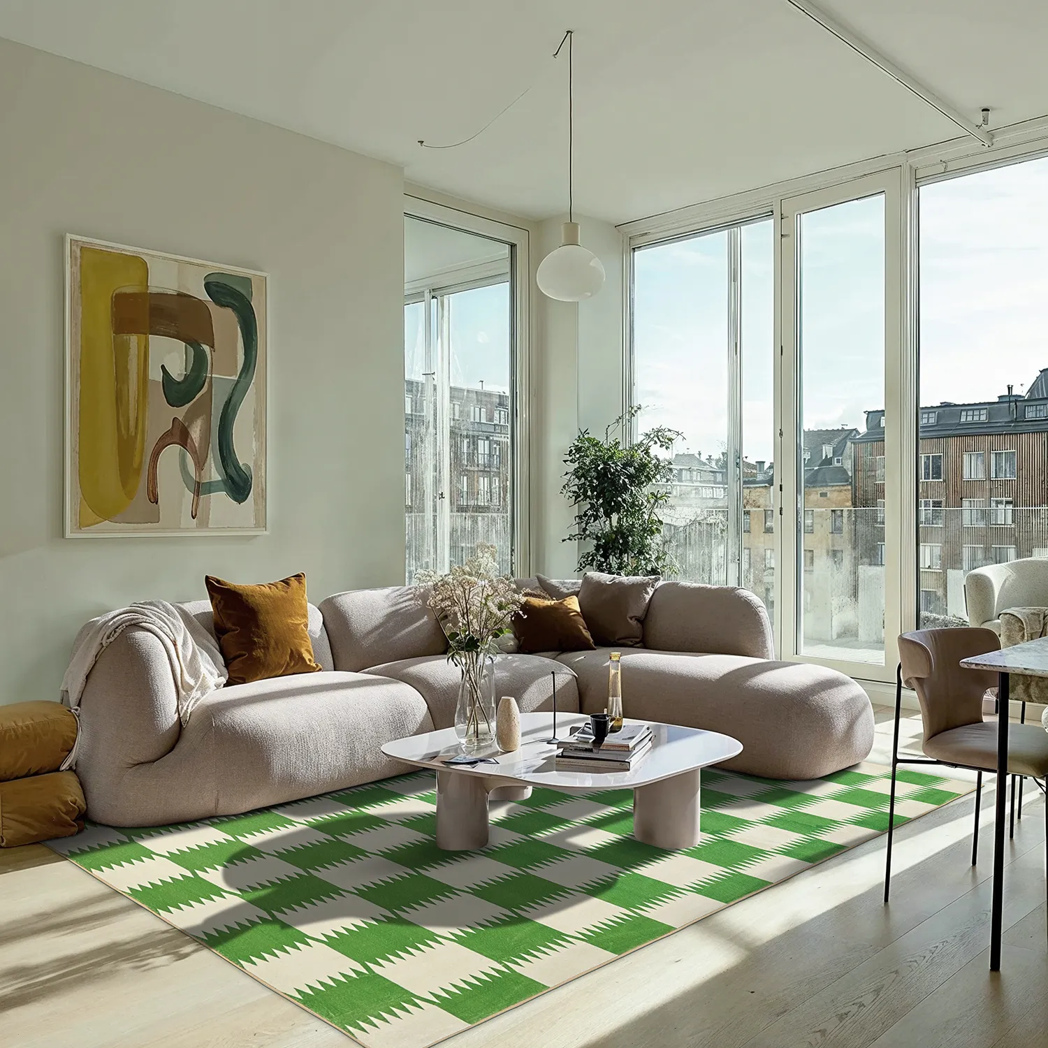 Koberec Wilton - Gobi (zelený/biely)