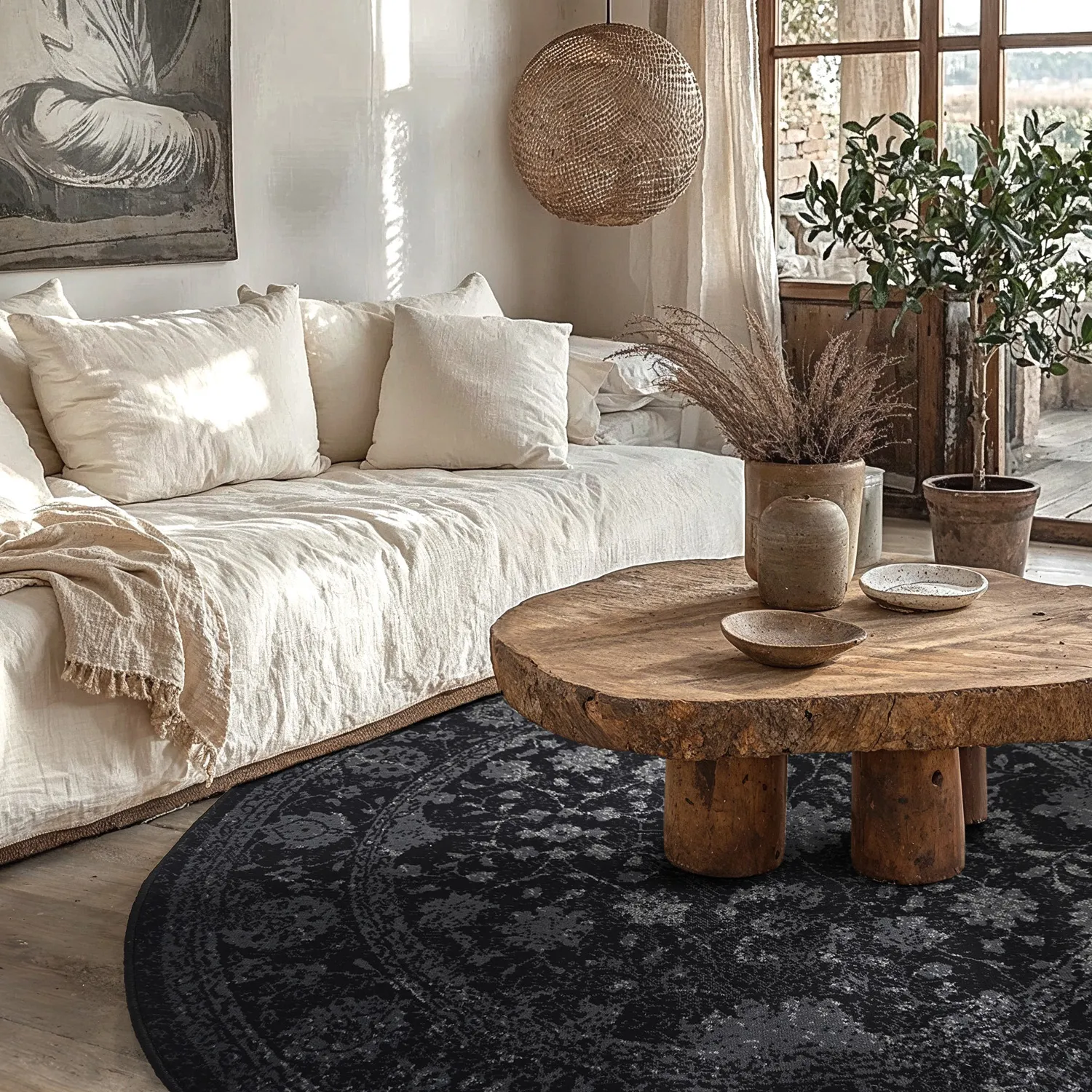 Okrúhly koberec - Peking Majestic (čierna)