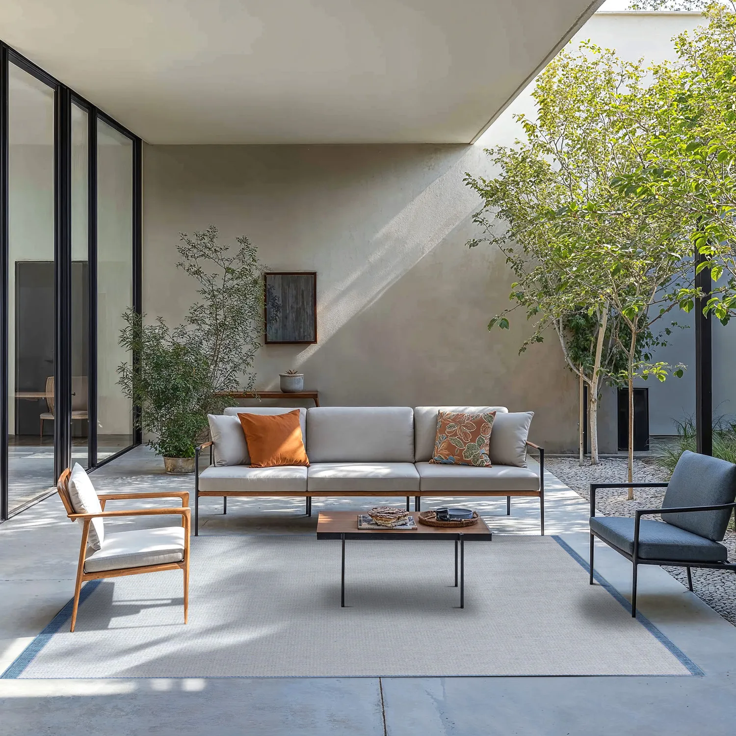 Koberec na vnútorné a vonkajšie použitie - Sortelha (modrý)