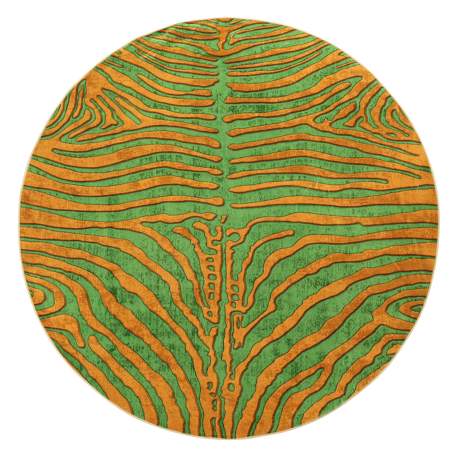 Kruhový koberec - Zebra (zelená/oranžová)