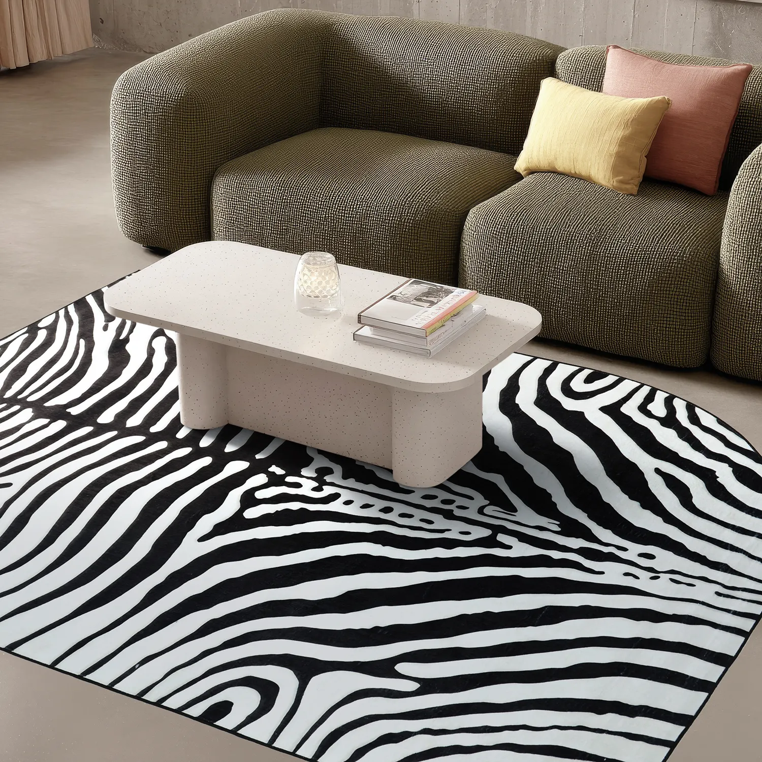 Polooválny koberec Wilton - Zebra (čierna/biela)