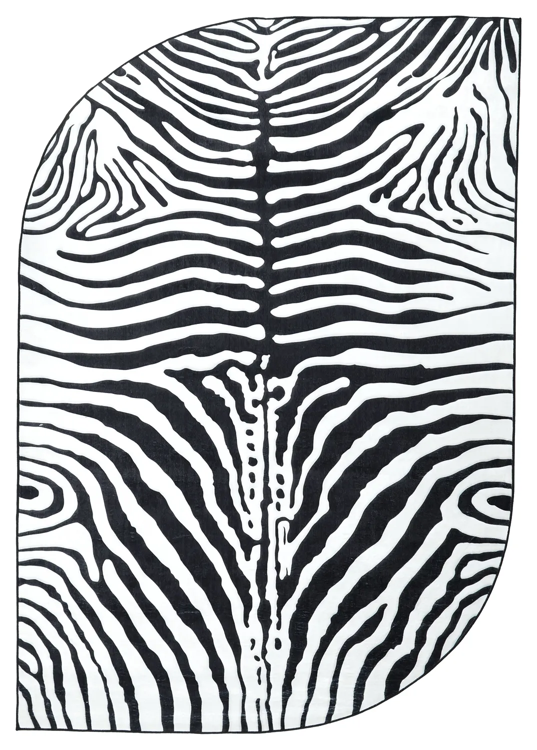 Polooválny koberec Wilton - Zebra (čierna/biela)