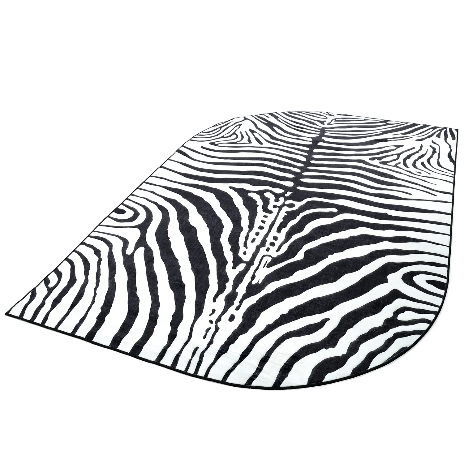 Polooválny koberec Wilton - Zebra (čierna/biela)