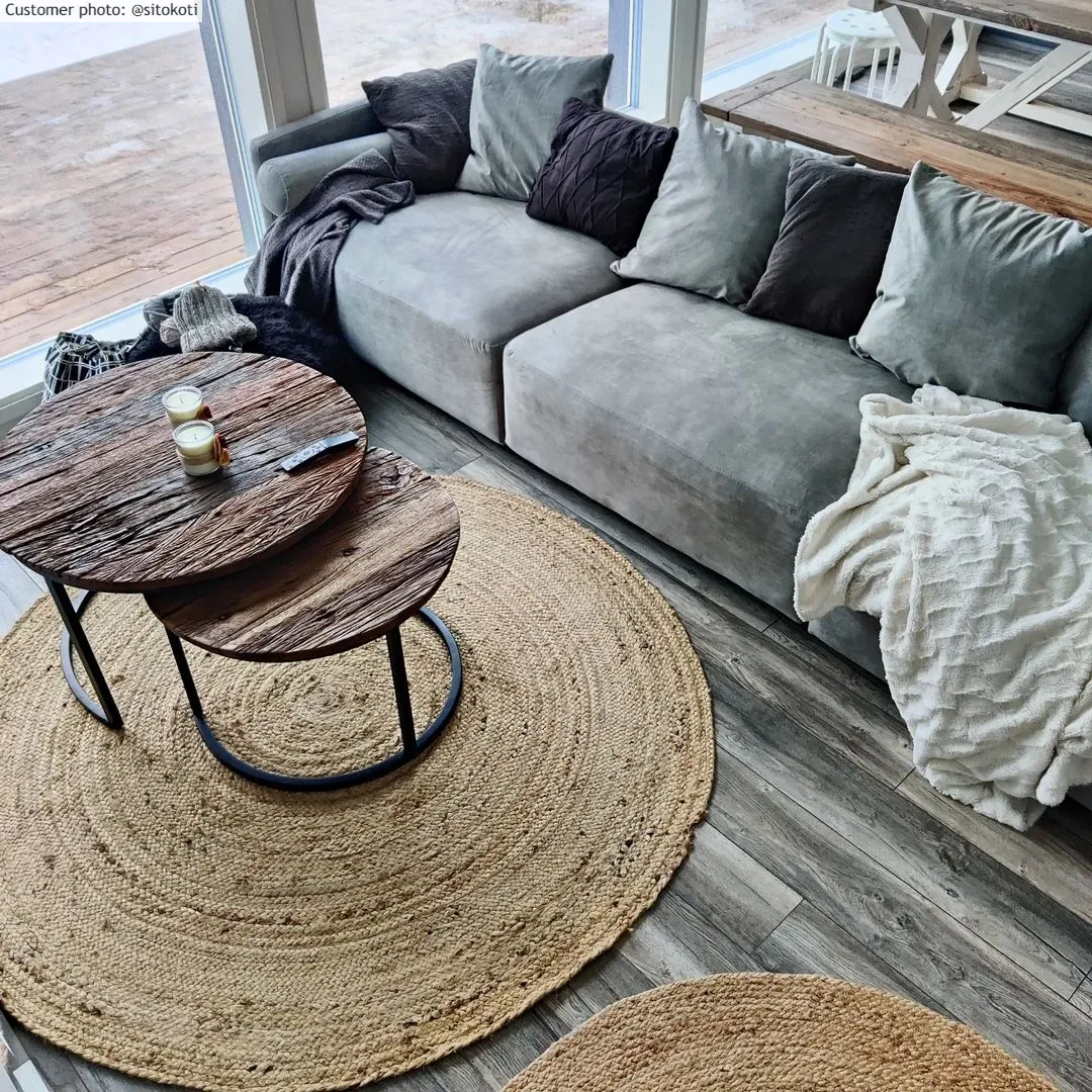 Kruhové koberce - Pletenina (juta)