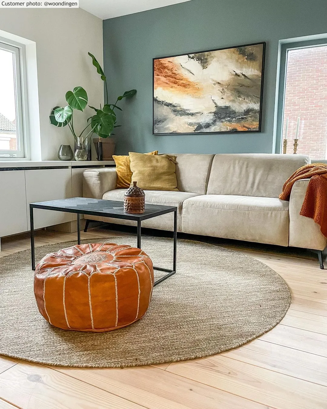 Kruhový koberec - Dhurry (béžový)