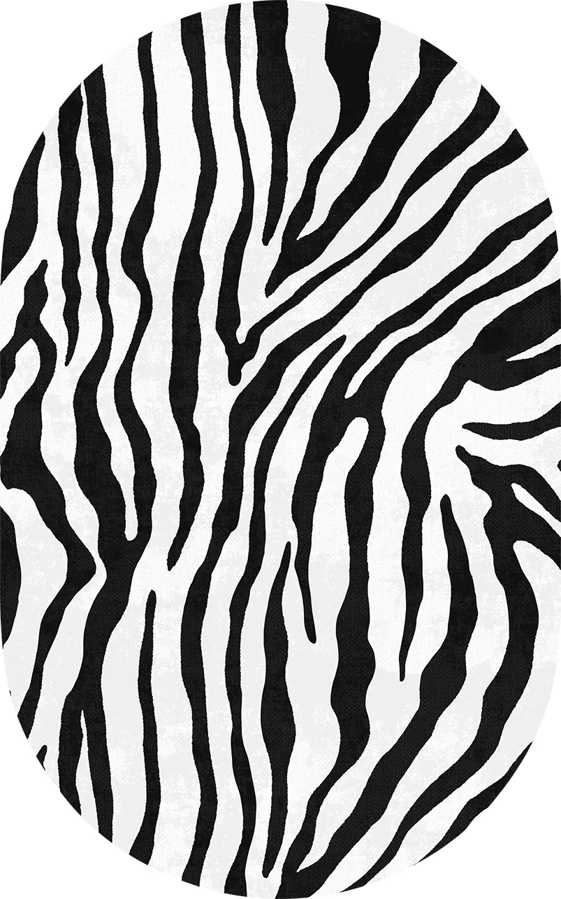 Oválny koberec - Zebra (čierny/biely)